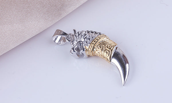 JS 2016 Vintage Wolf Fang Necklace Silver Nacklace Tribal Teen Wolf Neckless Colar Viking Pendant Mens Jewlery SN018