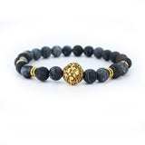 Tiger Eye Lion Head Bracelet Owl Buddha Bangles Charm Natural Lava Stone