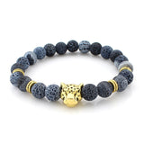Tiger Eye Lion Head Bracelet Owl Buddha Bangles Charm Natural Lava Stone