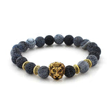 Tiger Eye Lion Head Bracelet Owl Buddha Bangles Charm Natural Lava Stone