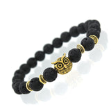 Tiger Eye Lion Head Bracelet Owl Buddha Bangles Charm Natural Lava Stone