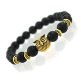 Tiger Eye Lion Head Bracelet Owl Buddha Bangles Charm Natural Lava Stone