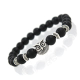 Tiger Eye Lion Head Bracelet Owl Buddha Bangles Charm Natural Lava Stone