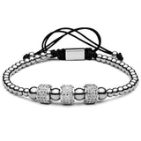 Mujer New Luxury Pave White CZ Round Mircro CZ Paved Connector Bracelets