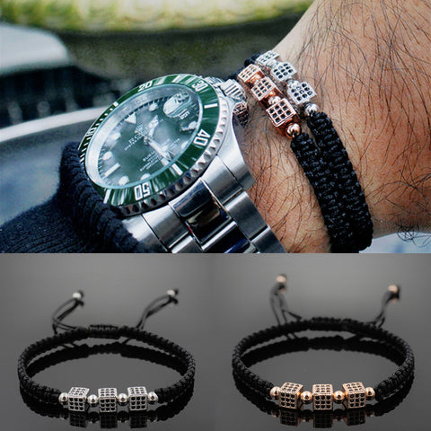 Dice Micro Pave CZ Beads Braiding Bracelets Luxury Jewelry