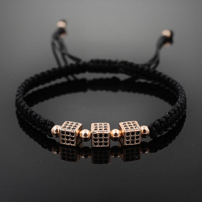 Dice Micro Pave CZ Beads Braiding Bracelets Luxury Jewelry