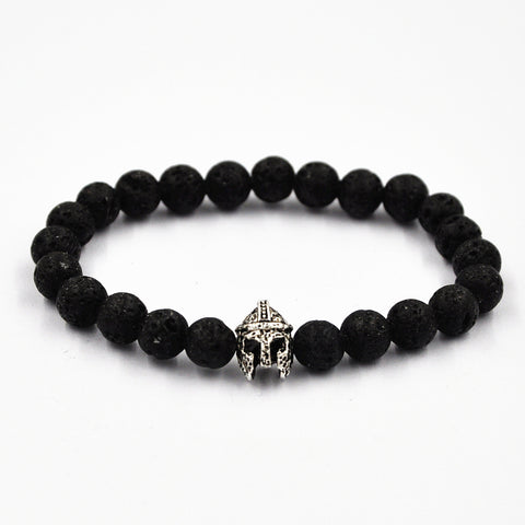 Warrior Helmet Bracelet Made With Matte Agate Stone Beads