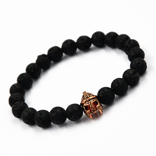 Warrior Helmet Bracelet Made With Matte Agate Stone Beads