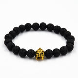 Warrior Helmet Bracelet Made With Matte Agate Stone Beads