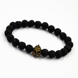 Warrior Helmet Bracelet Made With Matte Agate Stone Beads