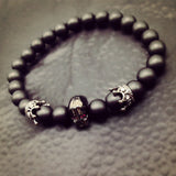 New Men Bracelet Red Eye Skull Matte Beads