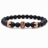 New Men Bracelet Red Eye Skull Matte Beads