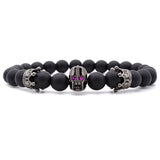 New Men Bracelet Red Eye Skull Matte Beads