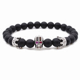 New Men Bracelet Red Eye Skull Matte Beads