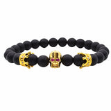 New Men Bracelet Red Eye Skull Matte Beads