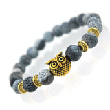 Tiger Eye Lion Head Bracelet Owl Buddha Bangles Charm Natural Lava Stone