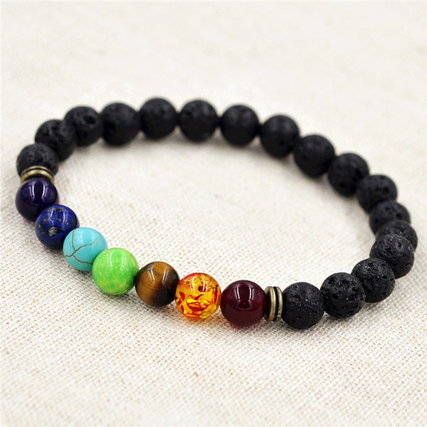 8mm Muti-color Beads Lava Chakra Bracelets