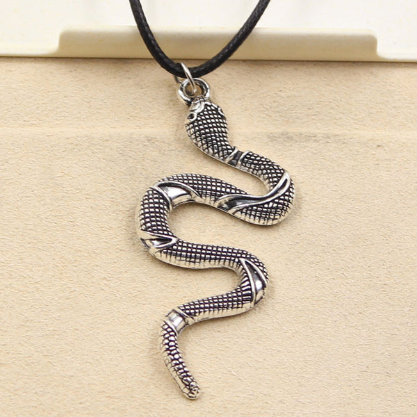 Snake Necklace Choker Charm Black Leather Cord